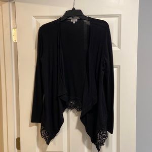 Frox black cardigan asymmetrical with lace detail